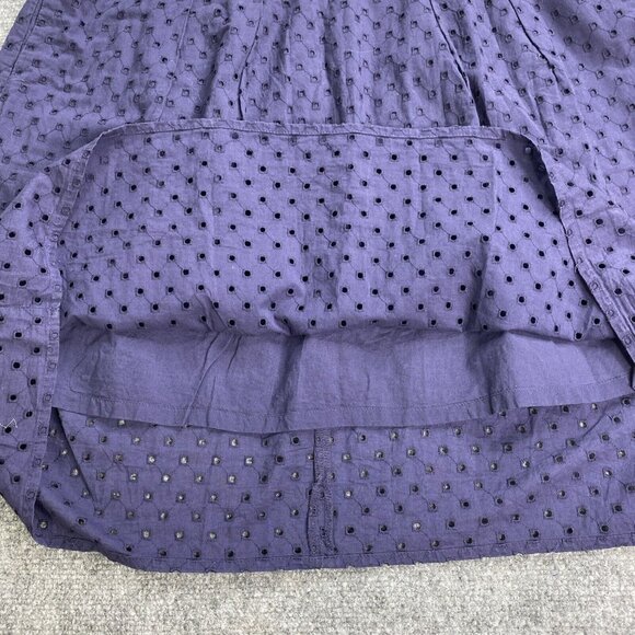 Loft Skirt Womens 14 Navy Eyelet Lace Overlay Boho Peasant Full Cotton Lined - Picture 3 of 12